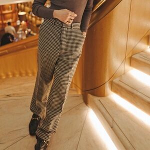 Men's Zara Checkered Pants - taupe and navy check in beige base